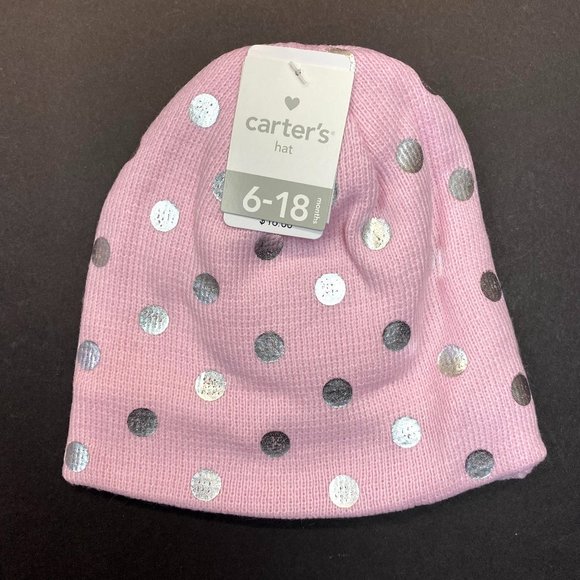 Carter's Baby Hat & Mitten Set - Pink Metallic Dot - Picture 1 of 4